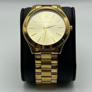 MICHAEL KORS Slim Runway Unisex Champagne extra Links watch Working